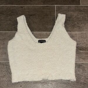 White Fuzzy Crop Top